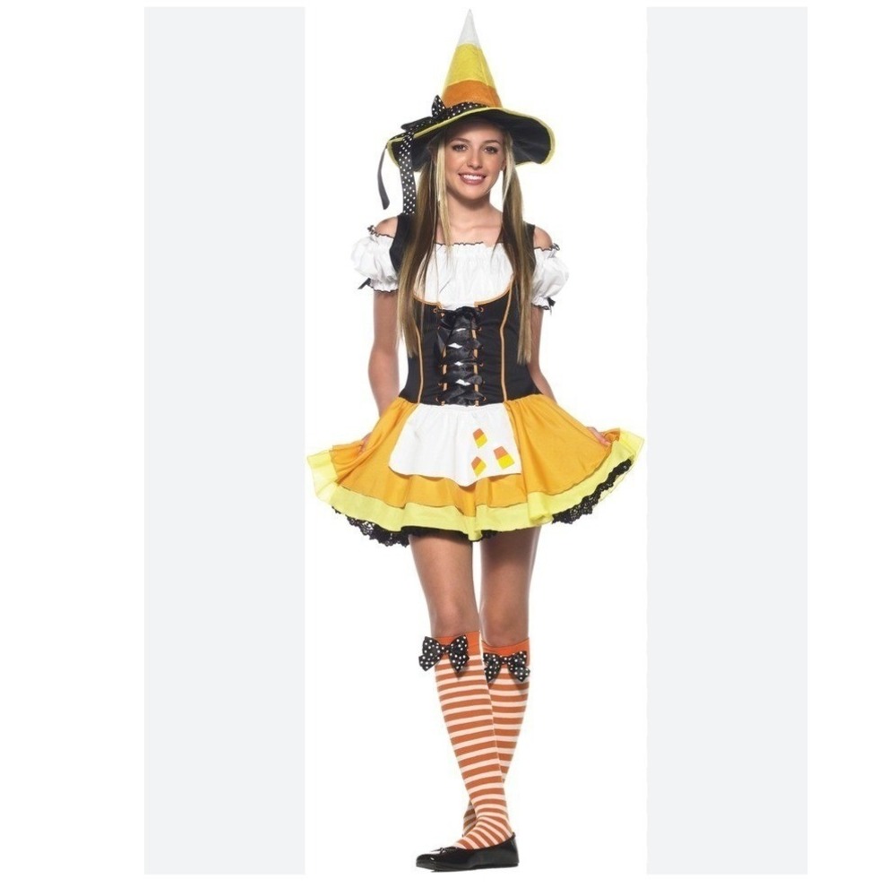 Leg Avenue Candy Corn Witch Viral Halloween Costume Girls Medium 10-12